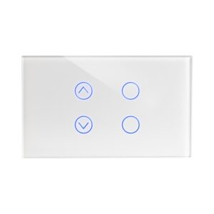 מתג טאץ' חכם משולב תריס + 2 נקודות תאורה – זכוכית לבנה | 3 מודול | Wi-Fi מק"ט: 37022173