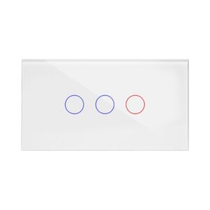 מתג טאץ' חכם לתאורה 3 לחצנים זכוכית לבנה 4 מודול WIFI מק"ט: 37022474