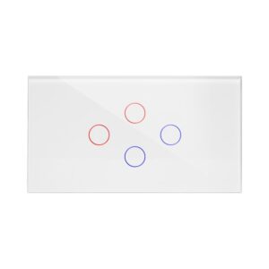 מתג טאץ' חכם לתאורה 3 לחצנים זכוכית לבנה 4 מודול WIFI מק"ט: 37022474