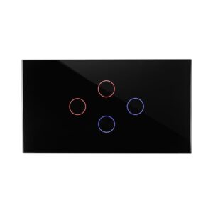 מתג טאץ' חכם לתאורה 4 לחצנים זכוכית שחורה 4 מודול WIFI מק"ט: 37042714